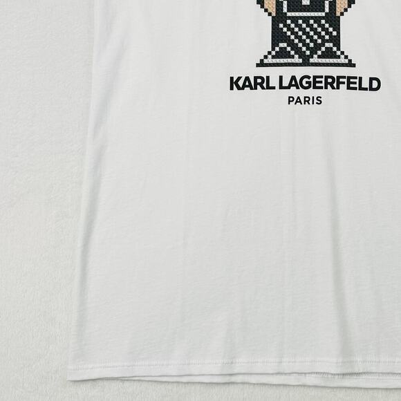Karl Lagerfeld Paris Men’s Medium White Logo T-Shirt Cool Tuxedo Man - Picture 6 of 13